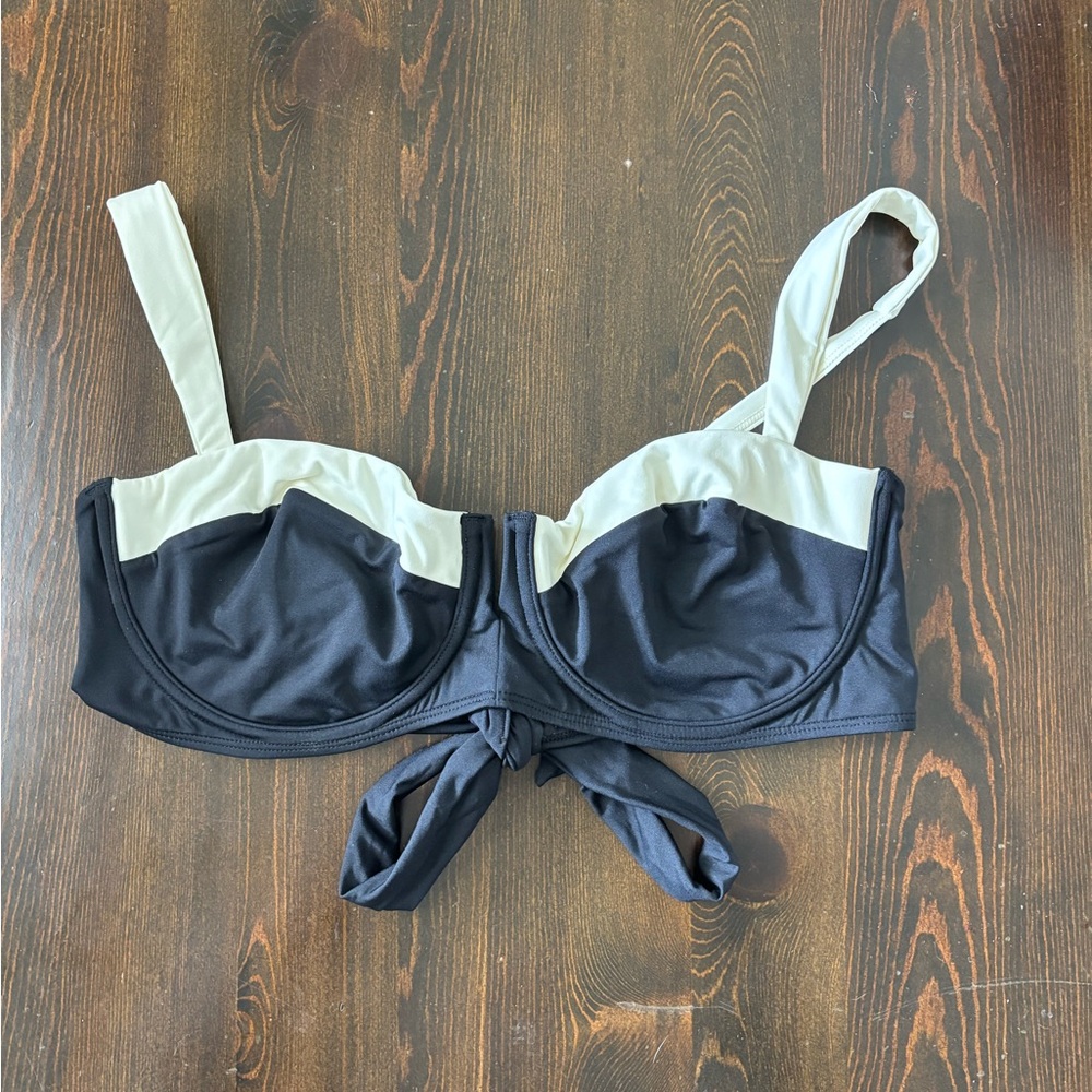 Monday Swimwear Black and Cream Bikini Top